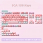 Pink Mist Glacier 104+34 / 54 SCA Profile Keycap Set Cherry MX PBT Dye-subbed for Mechanical Gaming Keyboard